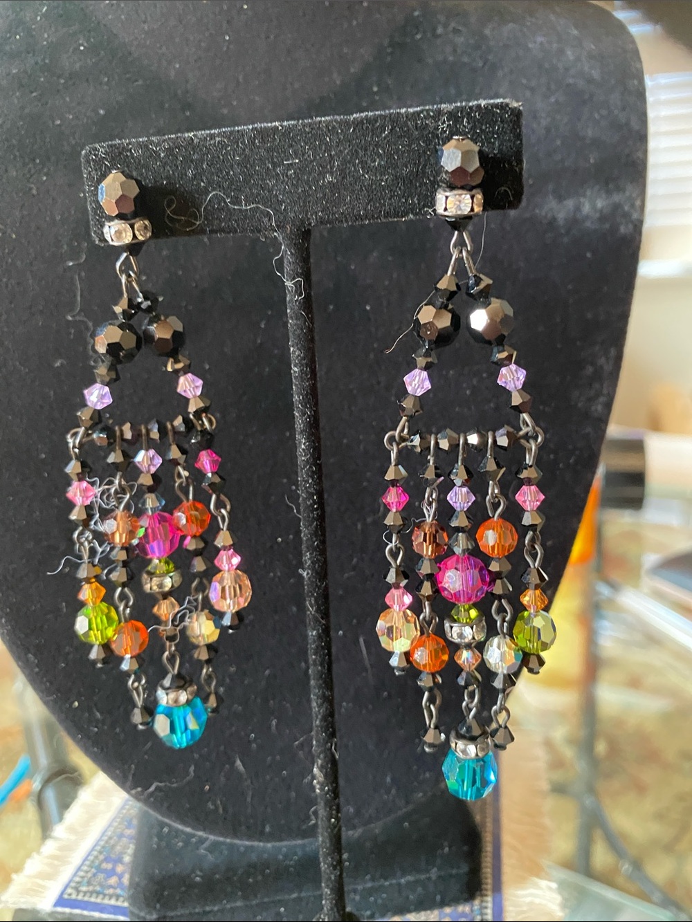 Multicolor Beaded Chandelier Earrings - Women Jewelry - Picture 3 of 3